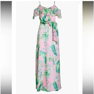 Lilly Pulitzer Zadie Tropical Pink Midi Dress Size Large